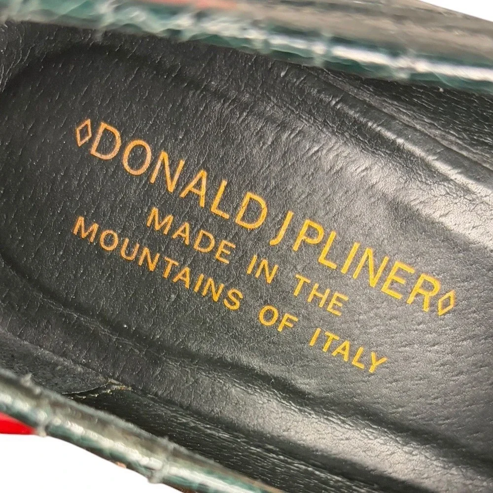 Donald J Pliner Green‎ Loafers Croc Wedge Made in Italy Women's Size 7M